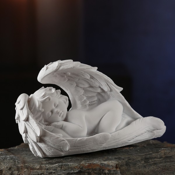 Engel schlafend - weiss - 21 x 13 x 9cm