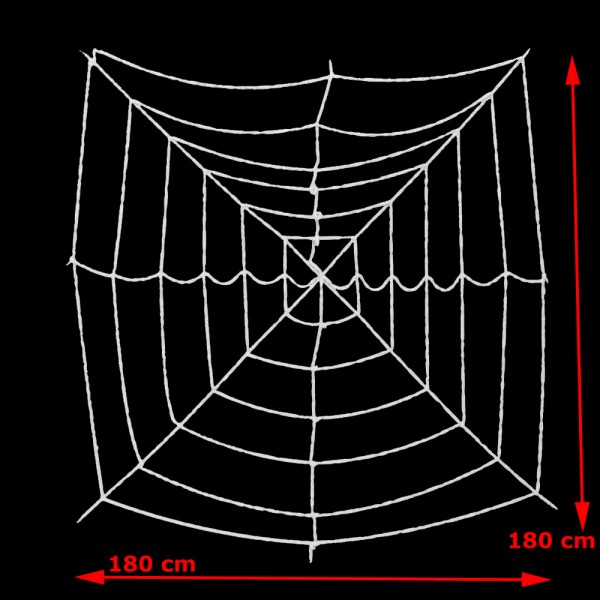 Halloween Spinnennetz, 180x180cm - UV Aktiver Stoff - dicke Fäden zum Befestigen von Spinnen - Spinnweben