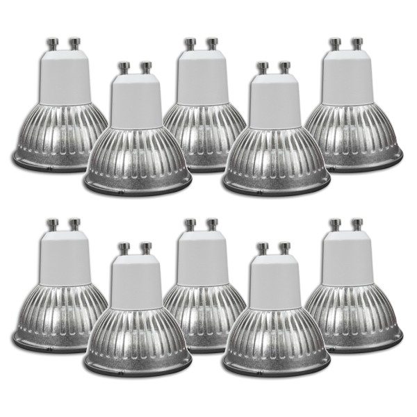 10 x LED Spot MR16 GU10, neutralweiß, 3500K, 30° NICHIA-LEDs - 3W - Sparset