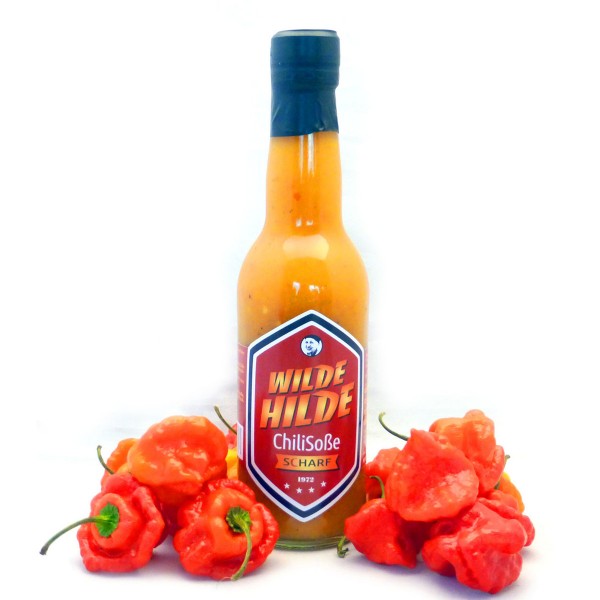Wilde Hilde "Chilisoße" - 330ml - auf Pfirsichbasis - süß-scharfe BBQ Sauce