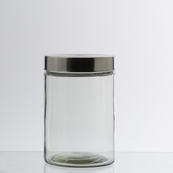 Vorratsdose L - Vorratsglas mit Edelstahldeckel - 1,7 Liter - D: 11cm - H: 22cm