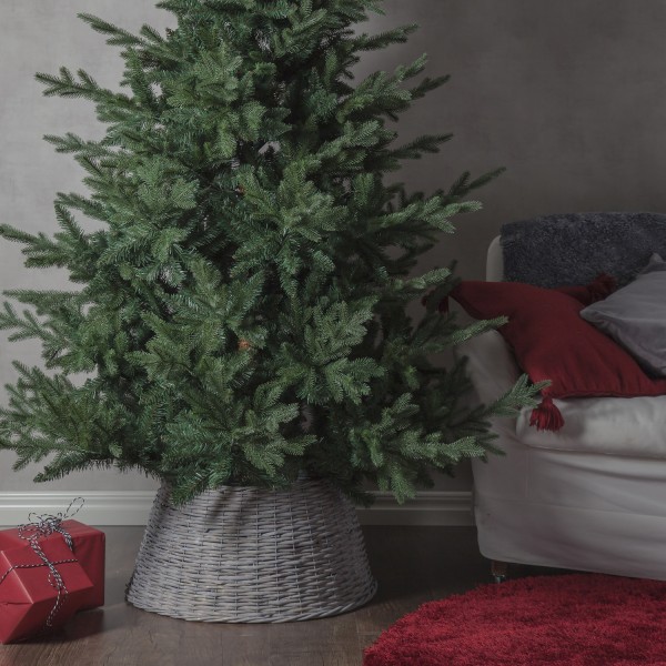 Weihnachtsbaumrock - Weidenkorb für Baumständer - D: 59cm - H: 29cm - für Innen - Lichtgrau
