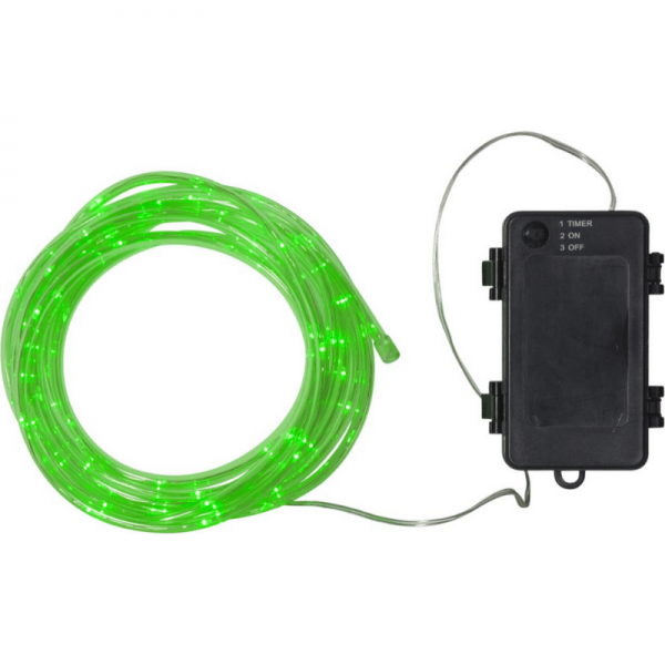 LED-Mini-Lichtschlauch 5m grün - outdoor - 50 LEDs - Batteriebox - Timer