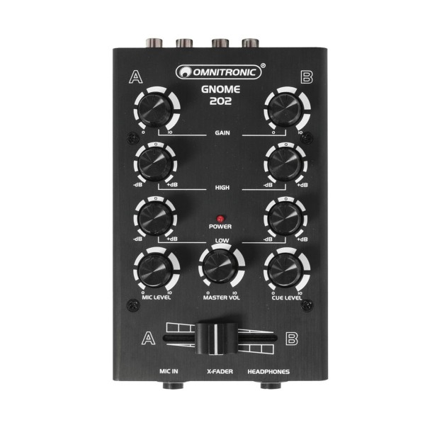 Kompakt DJ Mixer GNOME-202 Mini-Mixer schwarz - 2 Kanäle