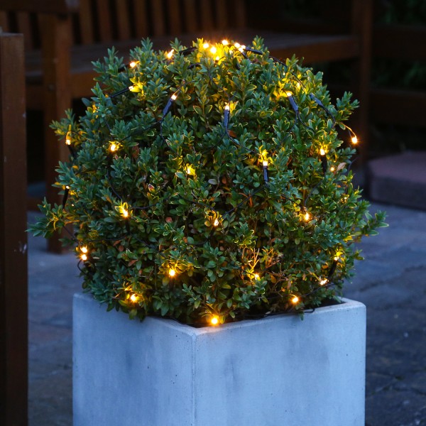 60er LED Lichternetz Weihnachts Buchsbaum Timer Batterie Außen Deko Beleuchtung 