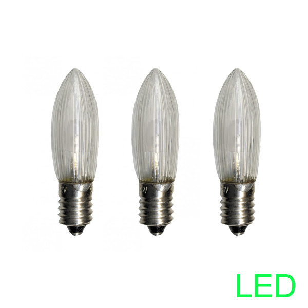 LED-Leuchtmittel |E10 | 10-55V | 0,2W | Warmweiß 2100K | klar | 3er Set