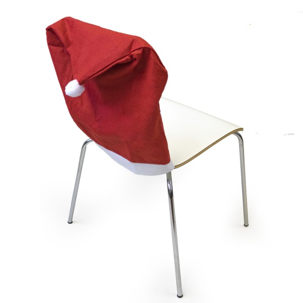 Stuhlhusse SANTA - Stuhlbezug als Weihnachtsmütze - Filz - L: 50cm - H: 60,8cm - rot - 6er Set