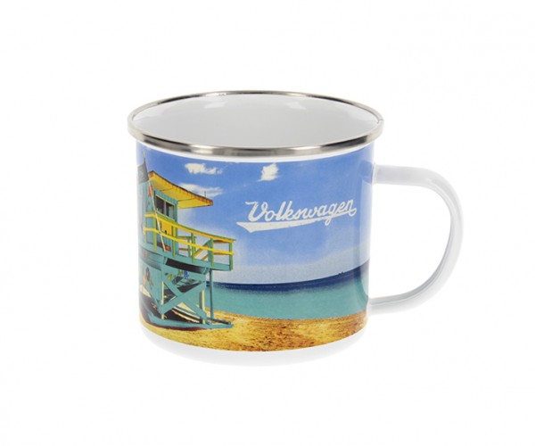 VW Collection Emaille Tasse "BEACHLIFE" - 500ml - mit Edelstahlrand