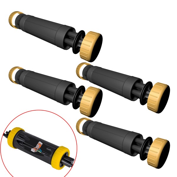 Erdmuffe 4er Set - Kabelmuffe IP68 für Boden und im Wasser - 70 x 190mm - bis 230V
