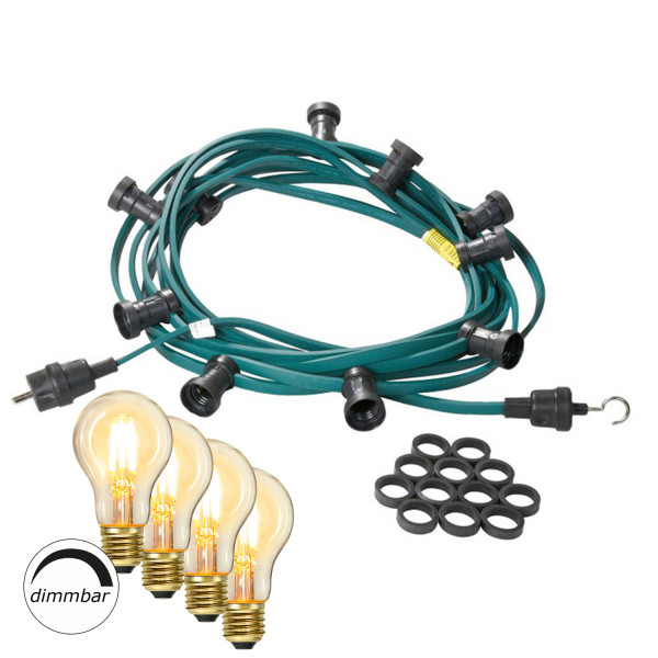 Illu-/Partylichterkette 40m - Außenlichterkette grün - Made in Germany - 60x dimmbares Leuchtmittel