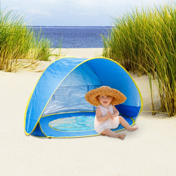 Pop Up Strandmuschel für Kinder mit Badewanne UV50+ Schutz