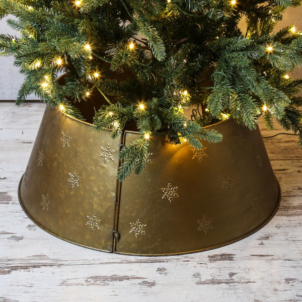 Weihnachtsbaumring - Verkleidung für Baumständer - Metall - D: 70cm - mit Haken und Ösen - gold