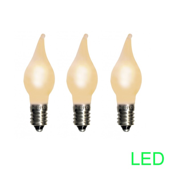 LED-Ersatz-Leuchtmittel - E10 - 10-55V - 0,2W - Warmweiß 2100K - Tropfen-Form - 3 Stück