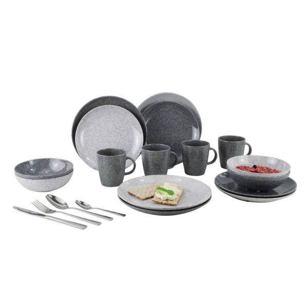 Geschirrset 16tlg - "CLASSIC LINE GRANITE" - bruchfestes Melamin - für 4 Personen