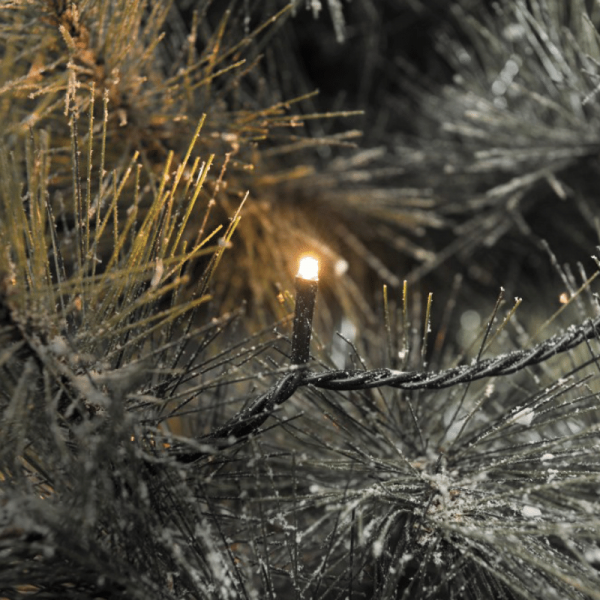 LED Lichterkette - 1000 bernsteinfarbene LED - L: 69,93m - schwarzes Kabel - Trafo - für außen