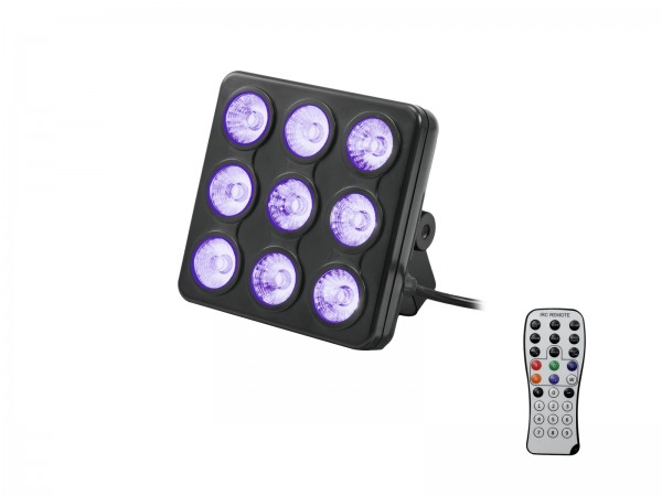 LED Party Panel RGB+UV - Farbwechsel mit Musiksteuerung und eingebauten Programmen 