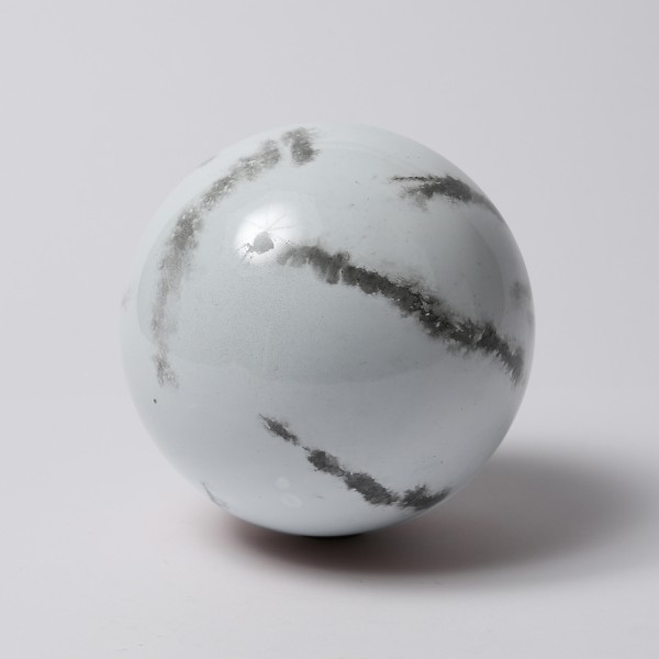 Dekokugel - Edelstahl - Marmoroptik - D: 15cm - weiß, grau