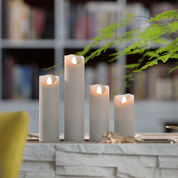 SOMPEX LED Wachskerze SHINE schmal | grau | gefrostet | D: 5cm H: 15cm | fernbedienbar | Timer
