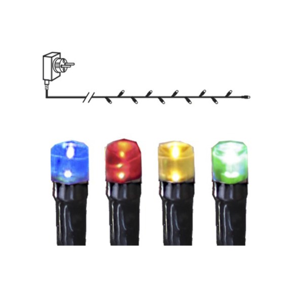 Lichterkette | Serie MICROLED 3mm | 7,2m | 8 Funktionen | schwarzes Kabel | 30 bunte LEDs | Trafo