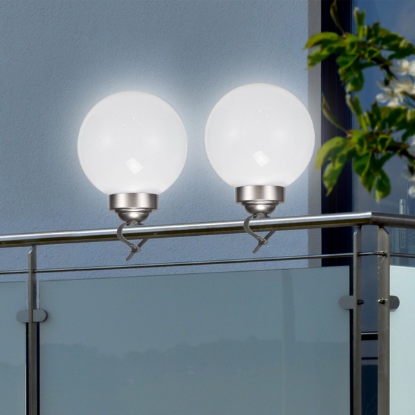 LED Solar Kugellampe - 2in1 - 4 kaltweiße LED - D: 20cm - inkl. Clip und Erdspieß