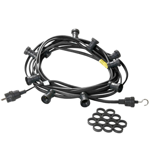 Illu-/Partylichterkette 40m - Außenlichterkette schwarz - Made in Germany - 60 x E27 Schraubfassung