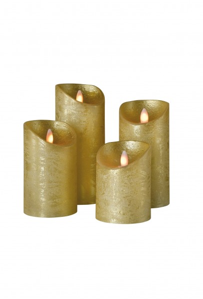 SOMPEX LED Wachskerze SHINE 4er Set | gold | gefrostet | fernbedienbar | Timer