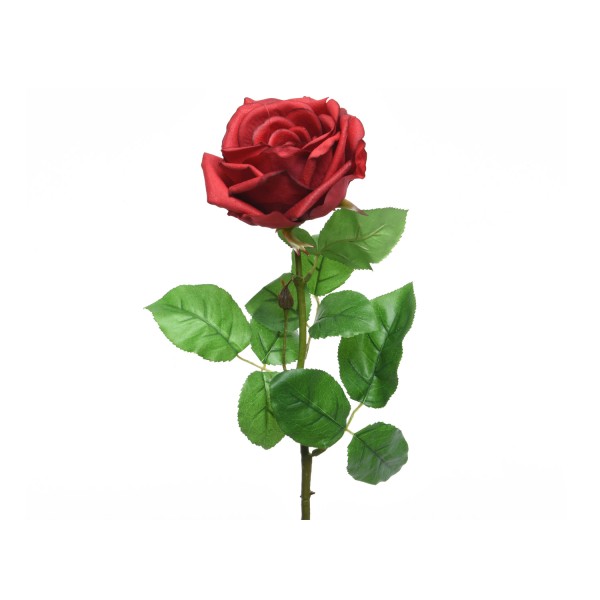 Rose am Stiel - Kunstblume - Real Touch Oberfläche - H: 68cm - rot