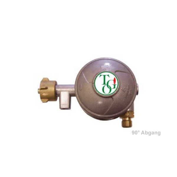 Gasregler zweistufig 50mbar 1kg/h - für gewerbliche Anwendung nach UVV BGV D34 § 11 Abs.3+4 - 90°