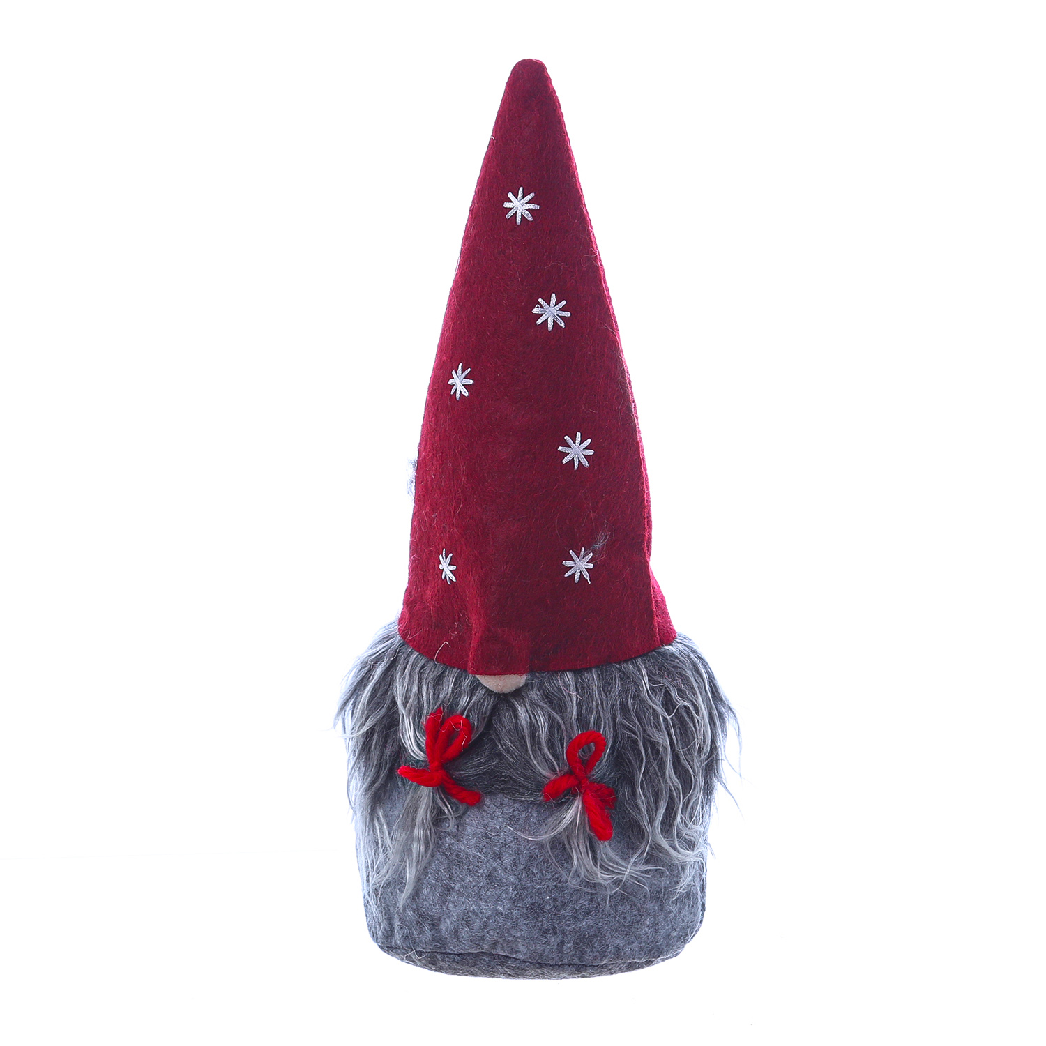 ALVA H: Wichtel Dekofigur grau Filz Mütze - mit Home-And-Living - - Zöpfen mit 25,5cm - | rote - - Sternen