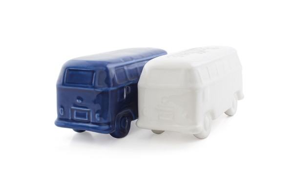 VW Collection Salz & Pfeffer Bus - weiß / blau - in Geschenkbox - Keramik im VW Bulli Format