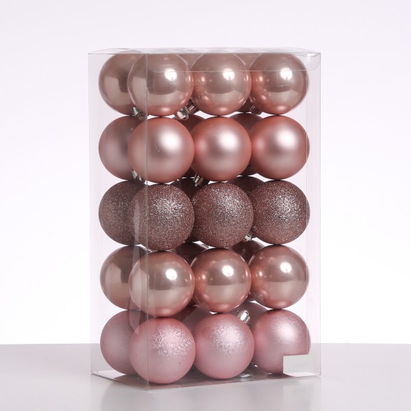 Christbaumkugeln - Weihnachtskugeln - bruchfest - D: 6cm - glänzend/matt/glitzernd - rosa - 30 Stück