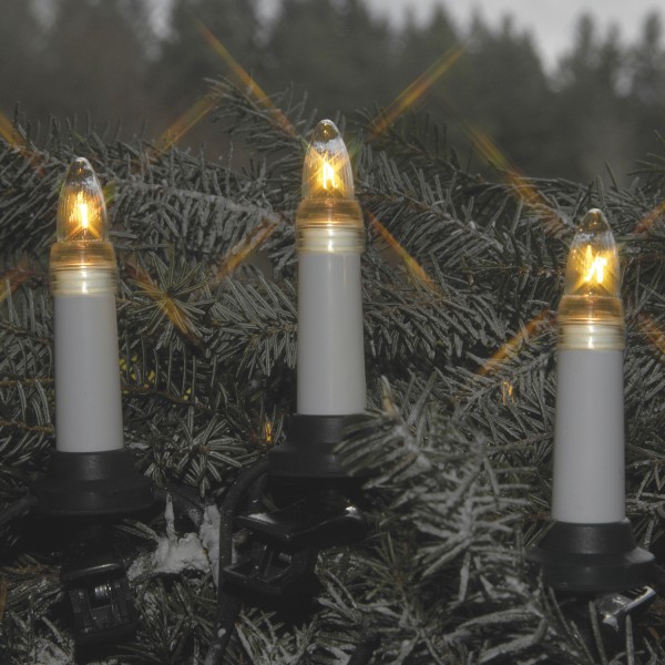 LED Kerzenlichterkette - Baumkerzen - 16 warmweiße LED - E10 Fassung - Strang - L: 10,5m - für Außen