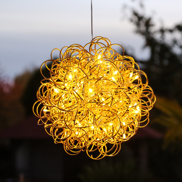 LED 3D Design Drahtkugel SPHERE - 50 warmweiße LED - D: 30cm - für Innen und Außen - gold