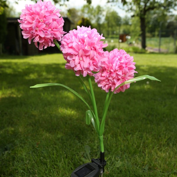 LED Solar Gartenstecker Blume - warmweiße LED - H: 70cm - Lichtsensor - rosa