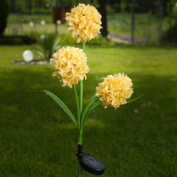 LED Solar Gartenstecker Blume - warmweiße LED - H: 70cm - Lichtsensor - gelb