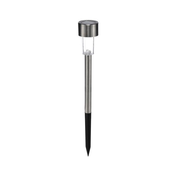 LED Solar Wegleuchte - Erdspieß - Edelstahl - kaltweiße LED - H: 33,5cm - silber