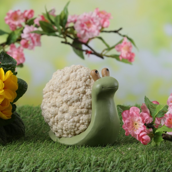 Schnecke BLUMENKOHL - Gartenfigur - Dekofigur - Polyresin - H: 11cm - für Außen