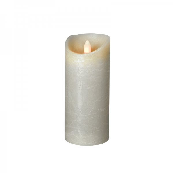 SOMPEX LED Wachskerze SHINE | grau | gefrostet | D: 7,5cm H: 17,5cm | fernbedienbar | Timer