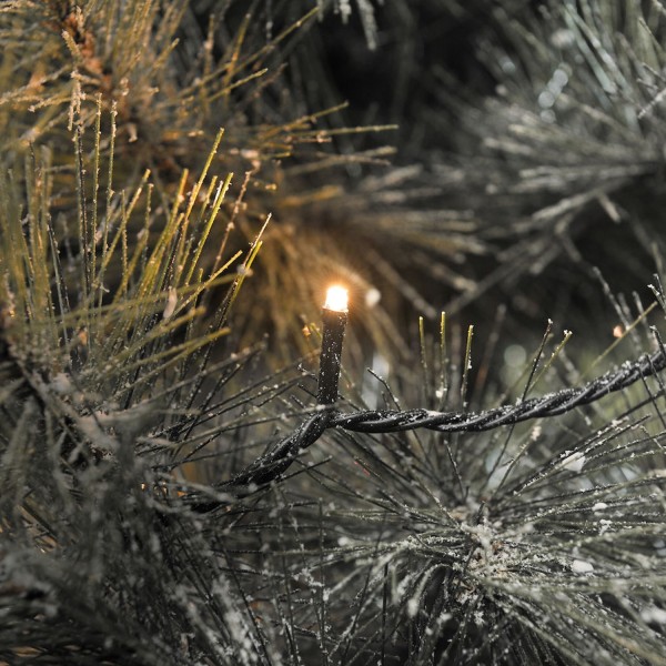 LED Lichterkette - 160 bernsteinfarbene LED - L:12,72m - Glimmereffekt - außen - schwarz