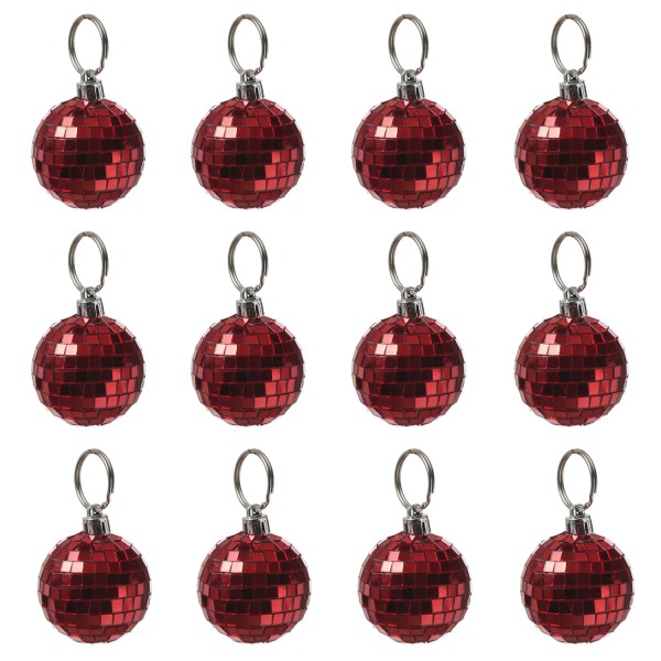 Christbaumschmuck Discokugel - Spiegelkugel 5cm - Weihnachtskugel - 5x5mm Spiegel - rot - 12St.