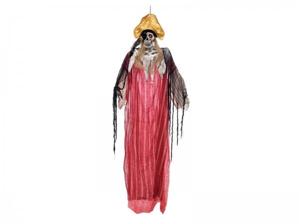 Piratenskelett Captain Morgan - 170cm Halloween Figur zum Hängen - rot blinkende Augen - Geräusche