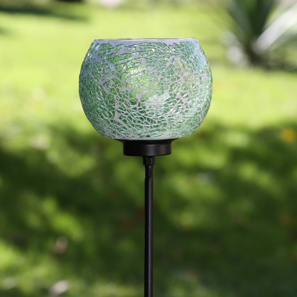 Windlicht Mosaik - Teelichthalter - mit Erdspieß - H: 102cm - D: 12,5cm - grün