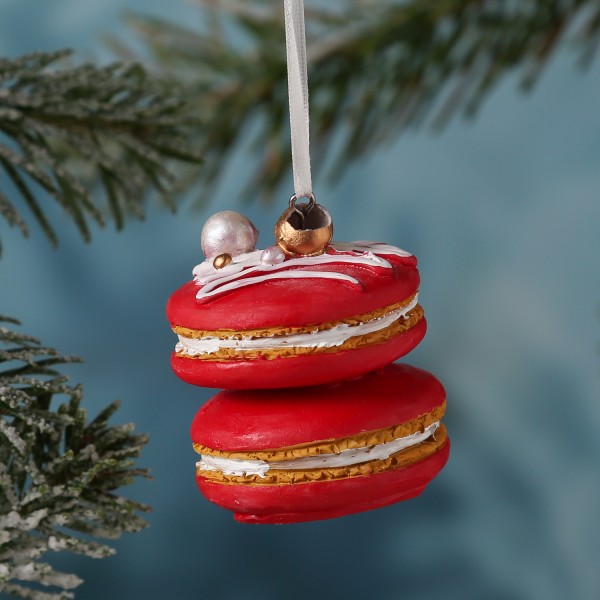 Weihnachtsbaumschmuck MACARON - Polyresin - inkl. Aufhänger - matt - H: 6,5cm - rot