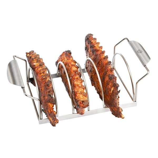 Spare Rib Halter - für 6 Portionen - Für Grill & Backofen - Edelstahl, spülmaschinenfest