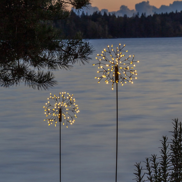 LED Solarstab FEUERWERK Gartendeko - 92 warmweiße LED - H: 85cm - Dämmerungssensor