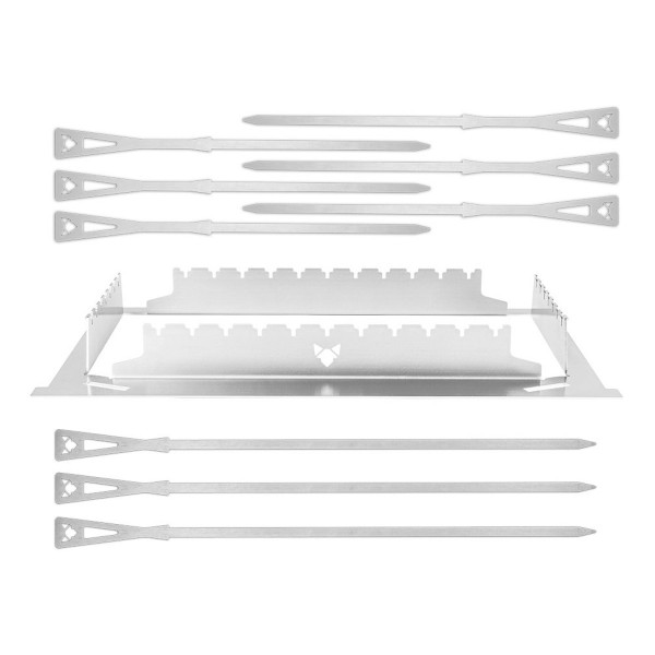 FENNEK - Grillspießset für FENNEK 2.0 - Edelstahl - Gestell, 6 kurze, 3 lange Spieße