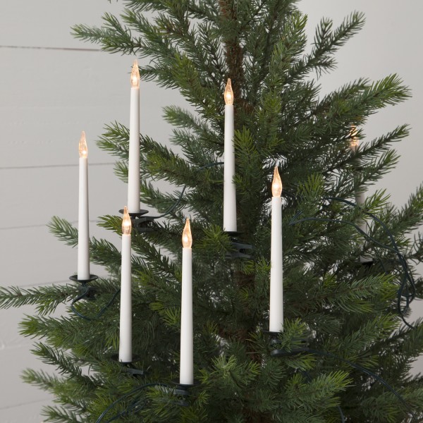 LED Kerzenlichterkette - Baumkerzenkette - 16 warmweiße LED - H: 18cm - L: 10,5m - für Innen