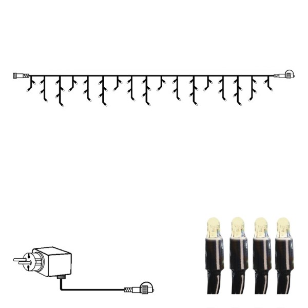 System 24 Starterset - LED Lichtervorhang Eisregen mit Trafo - Icicle 3x0,4m - koppelbar - 49WW LED