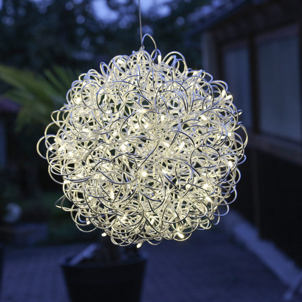 LED 3D Design Drahtkugel SPHERE - 50 warmweiße LED - D: 30cm - für Innen und Außen - silber