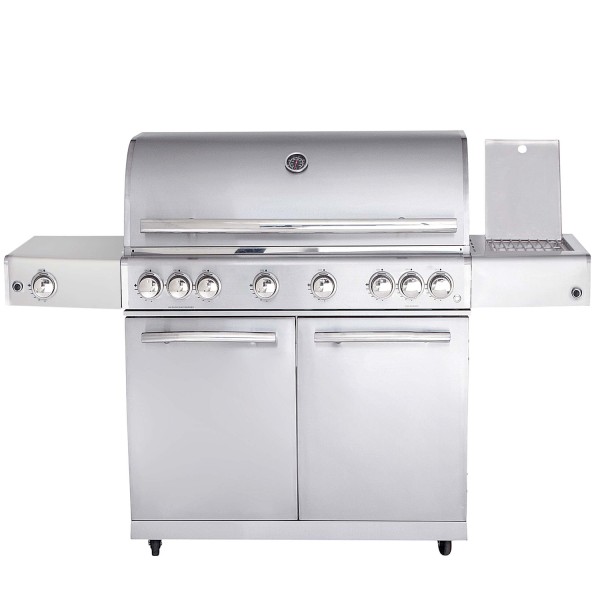 CHEF XL Paket F - Basis silber, 6 Brenner, Backburner, Seitenkocher, AIR SYSYTEM, Cover, BBQ Paket